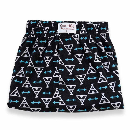 100 Salueng กางเกงบ๊อกเซอร์ (BOXER) ผ้ายืดนิ่ม ลายเหินเวหา สีนิลสงัด (ดำ)
