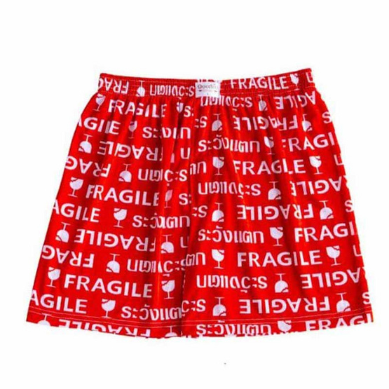 100 Salueng กางเกงบ๊อกเซอร์ (BOXER) ผ้ายืดนิ่ม ลายระวังแตก สีแดง