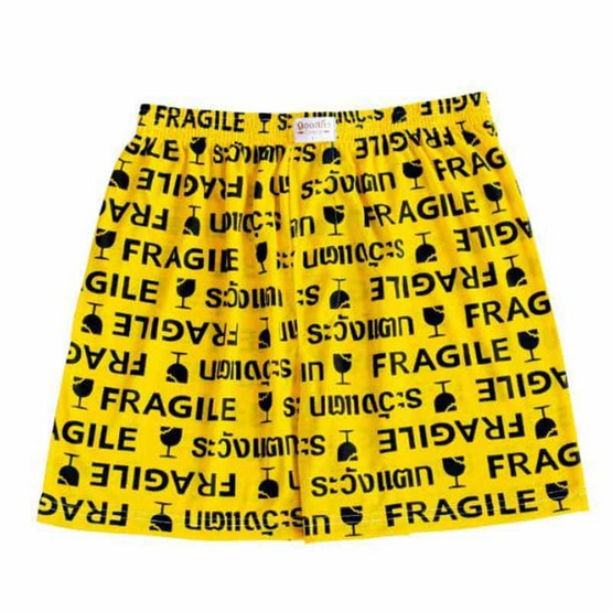 100 Salueng กางเกงบ๊อกเซอร์ (BOXER) ผ้ายืดนิ่ม ลายระวังแตก สีเหลือง