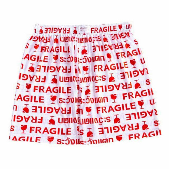100 Salueng กางเกงบ๊อกเซอร์ (BOXER) ผ้ายืดนิ่ม ลายระวังแตก สีขาว 100 Salueng กางเกงบ๊อกเซอร์ (BOXER) ผ้ายืดนิ่ม ลายระวังแตก สีขาว