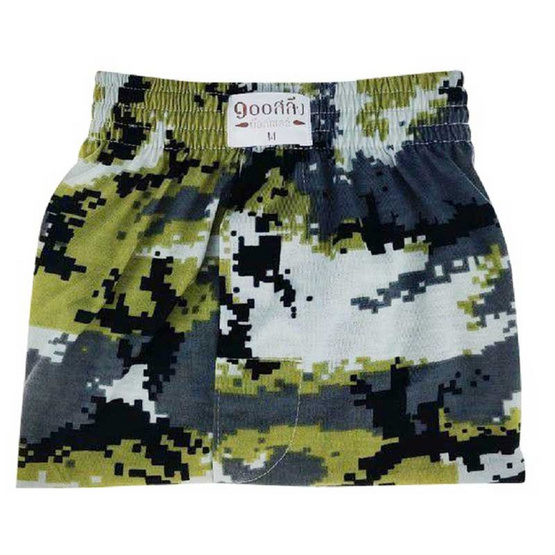 100 Salueng กางเกงบ๊อกเซอร์ (BOXER) ผ้ายืดนิ่ม ลายพรางทหาร สีเขียว 100 Salueng กางเกงบ๊อกเซอร์ (BOXER) ผ้ายืดนิ่ม ลายพรางทหาร สีเขียว