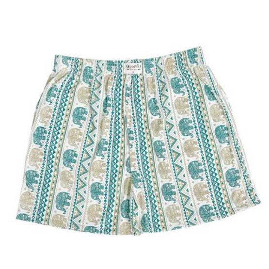 100 Salueng กางเกงบ๊อกเซอร์ (BOXER) ผ้ายืดนิ่ม ลายช้างไทย สีเขียว