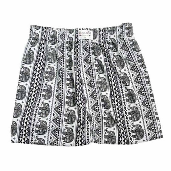 100 Salueng กางเกงบ๊อกเซอร์ (BOXER) ผ้ายืดนิ่ม ลายช้างไทย สีดำ