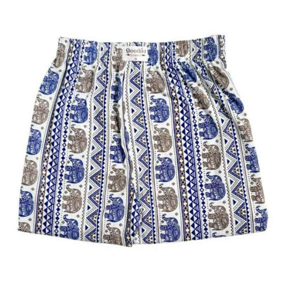 100 Salueng กางเกงบ๊อกเซอร์ (BOXER) ผ้ายืดนิ่ม ลายช้างไทย สีน้ำเงิน