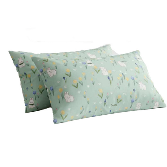 Charm หมอนหนุุนเเพ็คคู่ ลาย Mint Bun