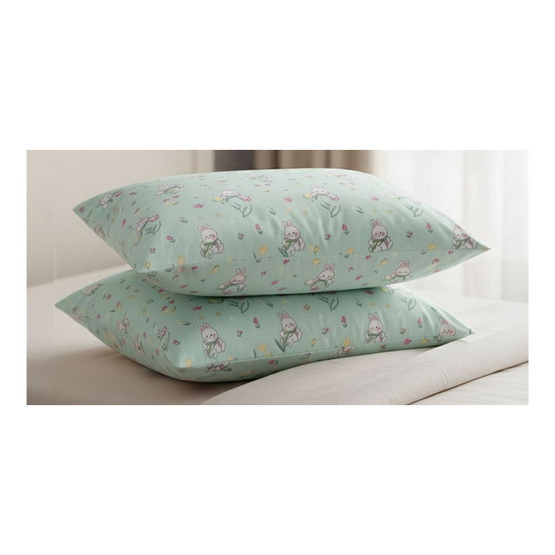 Charm หมอนหนุุนเเพ็คคู่ ลาย Mint Bun