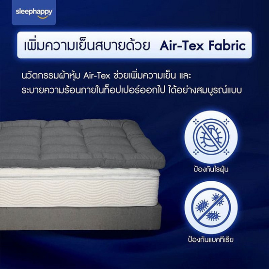 SleepHappy ท็อปเปอร์เส้นใยไมโครเจล รุ่น Cloudy Topper หนา 3 นิ้ว