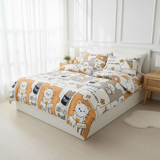 Fluffy ชุดผ้าปู+ผ้านวม ลาย Yellow Cat