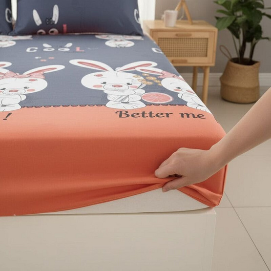 Fluffy ชุดผ้าปูไม่รวมนวม ลาย Pink Rabbit Fluffy ชุดผ้าปูไม่รวมนวม ลาย Pink Rabbit