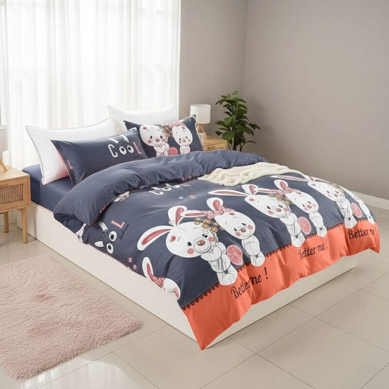 Fluffy ชุดผ้าปู+นวม ลาย Pink Rabbit Fluffy ชุดผ้าปู+นวม ลาย Pink Rabbit