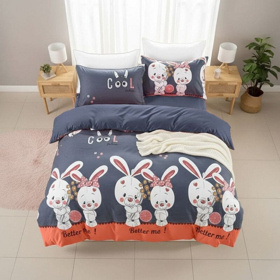 Fluffy ชุดผ้าปู+นวม ลาย Pink Rabbit Fluffy ชุดผ้าปู+นวม ลาย Pink Rabbit