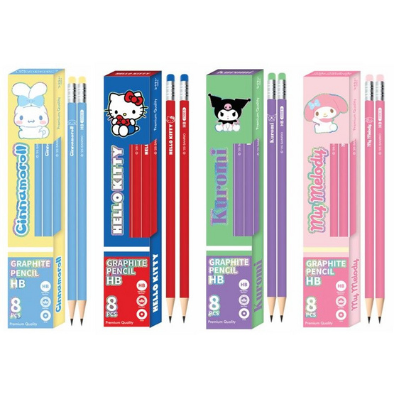 CODE:D ดินสอ HB กล่อง 8 แท่ง Sanrio คละลาย (แพ็ก 4 กล่อง) CODE:D ดินสอ HB กล่อง 8 แท่ง Sanrio คละลาย (แพ็ก 4 กล่อง)