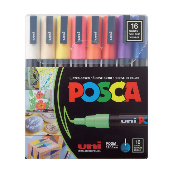 uni ปากกามาร์คเกอร์ POSCA รุ่น PC-3M Standard Color Set 16 สี uni ปากกามาร์คเกอร์ POSCA รุ่น PC-3M Standard Color Set 16 สี