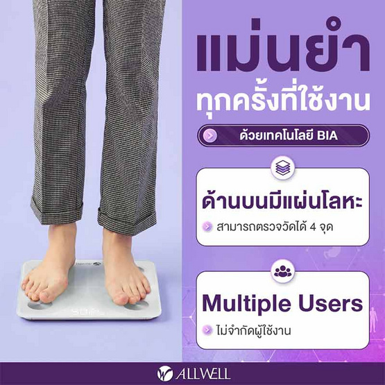 ALLWELL เครื่องชั่งน้ำหนัก รุ่น BodyA-Lite (สามารถวัด BMI) สีขาว