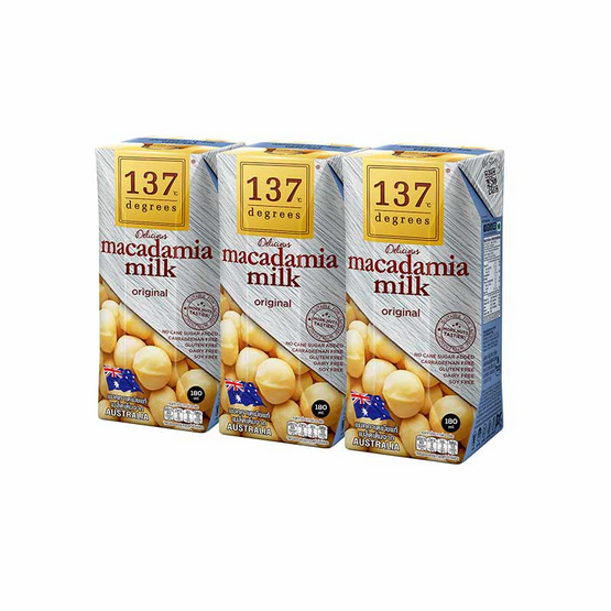137 ดีกรี นมแมคคาเดเมีย ออริจินอล 180 มล. (แพ็ก 3 กล่อง)