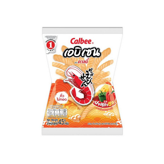 คาลบี้ เอบิเซน ข้าวเกรียบกุ้งรสปาปริก้าชีส 45 กรัม (ยกลัง 12 ชิ้น)