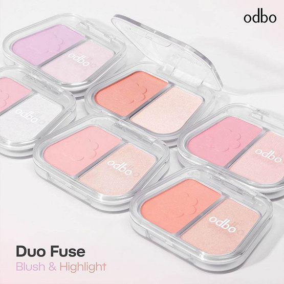 Odbo บลัชออนและไฮไลท์ Duo Fuse Blush & Highlight 3+3กรัม