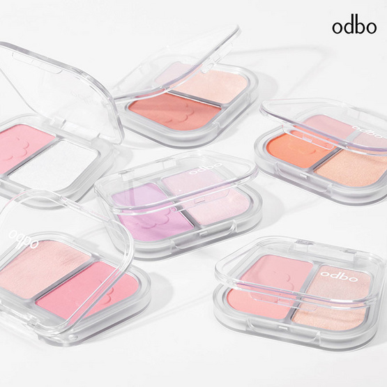 Odbo บลัชออนและไฮไลท์ Duo Fuse Blush & Highlight 3+3กรัม