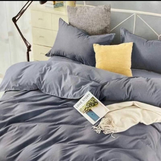 ชุดเครื่องนอน ผ้าปู+ผ้านวม สีเทาทูโทน