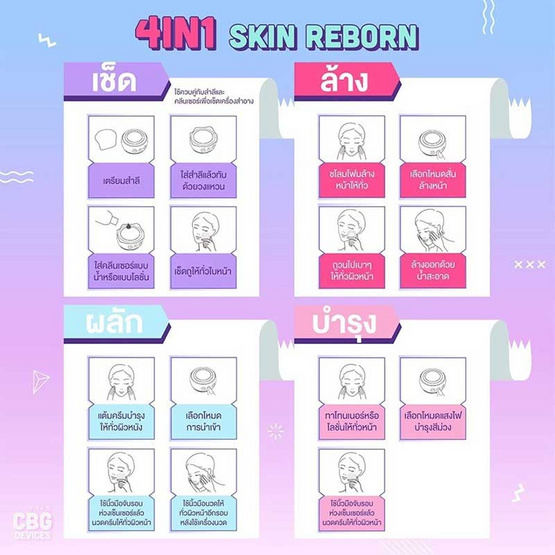 CBG Devices  เครื่องล้างหน้าและผลักครีมเข้าผิว 4in1 Skin Reborn CBG Devices  เครื่องล้างหน้าและผลักครีมเข้าผิว 4in1 Skin Reborn