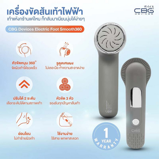 CBG Devices  เครื่องขัดส้นเท้าไฟฟ้า Electric Foot Smooth 360 CBG Devices  เครื่องขัดส้นเท้าไฟฟ้า Electric Foot Smooth 360