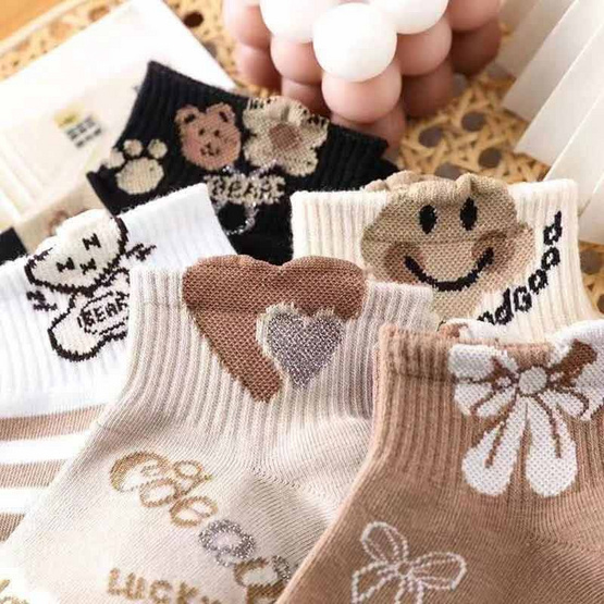 Fashion sock ถุงเท้าลายยิ้ม NO.B73 (5ลาย/10คู่) Fashion sock ถุงเท้าลายยิ้ม NO.B73 (5ลาย/10คู่)