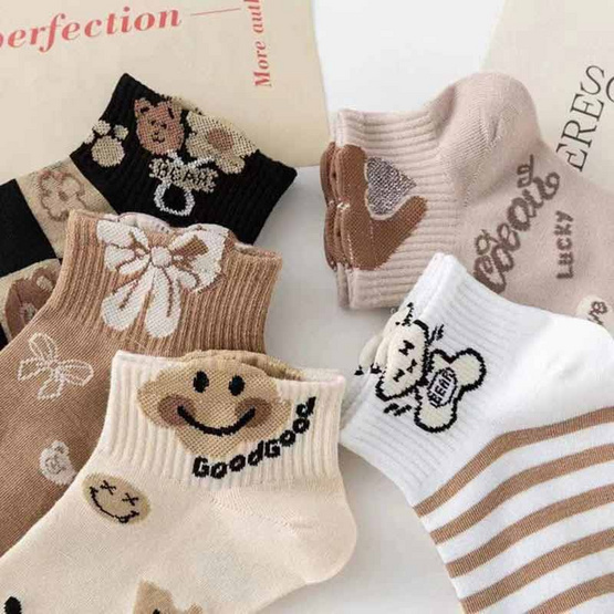 Fashion sock ถุงเท้าลายยิ้ม NO.B73 (5ลาย/10คู่) Fashion sock ถุงเท้าลายยิ้ม NO.B73 (5ลาย/10คู่)