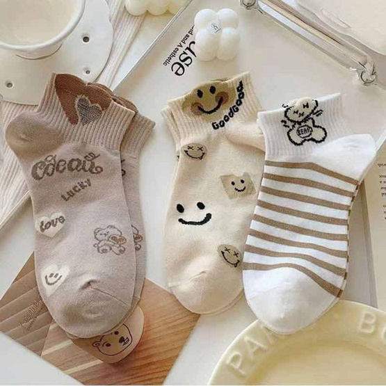 Fashion sock ถุงเท้าลายยิ้ม NO.B73 (5ลาย/10คู่) Fashion sock ถุงเท้าลายยิ้ม NO.B73 (5ลาย/10คู่)