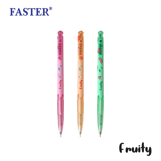 FASTER ปากกาลูกลื่น Fruity 0.38 มม. หมึกน้ำเงิน ด้ามคละลาย (กล่อง 12 ด้าม) FASTER ปากกาลูกลื่น Fruity 0.38 มม. หมึกน้ำเงิน ด้ามคละลาย (กล่อง 12 ด้าม)