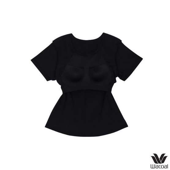 Wacoal เสื้อยืดเสริมบรา Bra Top รุ่น WH4A07 สีดำ