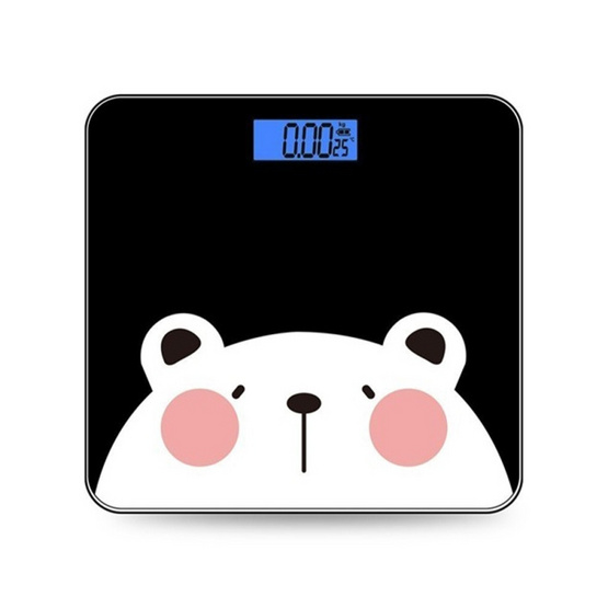 Fineblue เครื่องชั่งน้ำหนักดิจิตอลแบบชาร์จ ลายหมี สีดำ Fineblue เครื่องชั่งน้ำหนักดิจิตอลแบบชาร์จ ลายหมี สีดำ