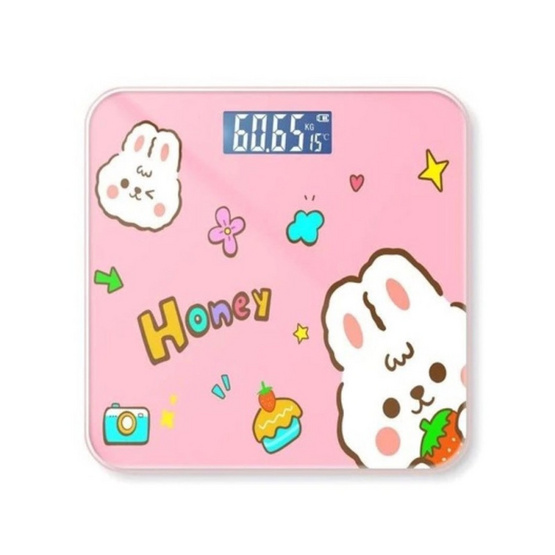 Fineblue เครื่องชั่งน้ำหนักดิจิตอลแบบชาร์จ ลายกระต่าย สีชมพู Fineblue เครื่องชั่งน้ำหนักดิจิตอลแบบชาร์จ ลายกระต่าย สีชมพู