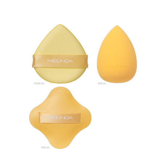 Meilinda พัพแต่งหน้า Mellow Puff Mart (3ชิ้น/ชุด) (Yellow)
