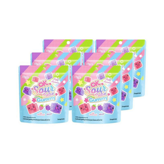 โอเค กัมมีซาวร์คิวบ์กลิ่นองุ่น&สตรอเบอร์รี่ 50 กรัม (แพ็ก 6 ชิ้น) โอเค กัมมีซาวร์คิวบ์กลิ่นองุ่น&สตรอเบอร์รี่ 50 กรัม (แพ็ก 6 ชิ้น)