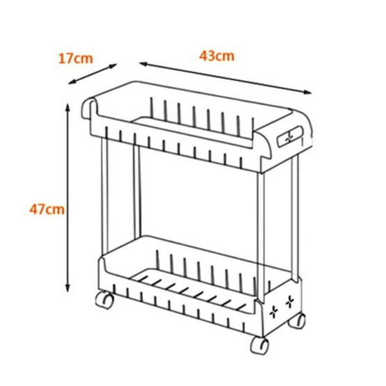 CASSA ชั้นวางสแตนเลสพลาสติก 2 ชั้น ล้อเลื่อน