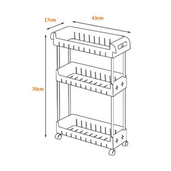 CASSA ชั้นวางสแตนเลสพลาสติก 3 ชั้น ล้อเลื่อน