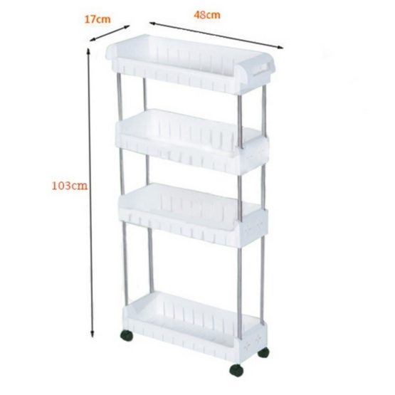 CASSA ชั้นวางสแตนเลสพลาสติก 4 ชั้น ล้อเลื่อน