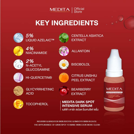 MEDITA เซรั่ม Dark Spot Intensive Serum 10มล.+ มอยส์เจล Anti Acne & Whitening Claming Moisture Gel 10มล.