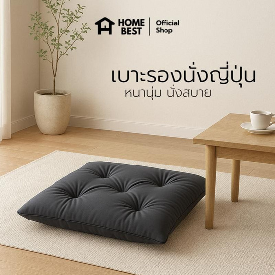 แพ็คคู่ HomeBest เบาะรองนั่งญี่ปุ่น ทรงสีเหลี่ยม ขนาด 50x50 Cm