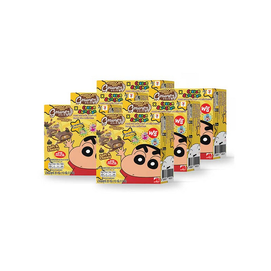 เกรนเนย์xชินจัง กราโนล่าบาร์ ช็อกโกแลตชิพอัลมอนด์(2 ชิ้น) แพ็ก 6 กล่อง แถมกระจกชินจัง