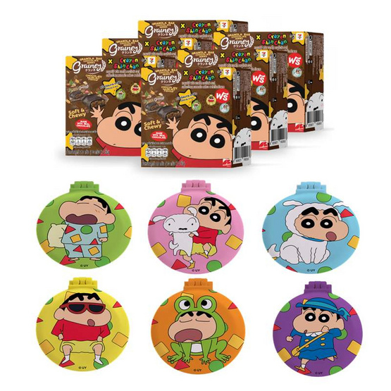 เกรนเนย์xชินจัง กราโนล่าบาร์ เฮเซลนัท (2ชิ้น) แพ็ก 6 กล่อง แถมหวีกระจกชินจัง