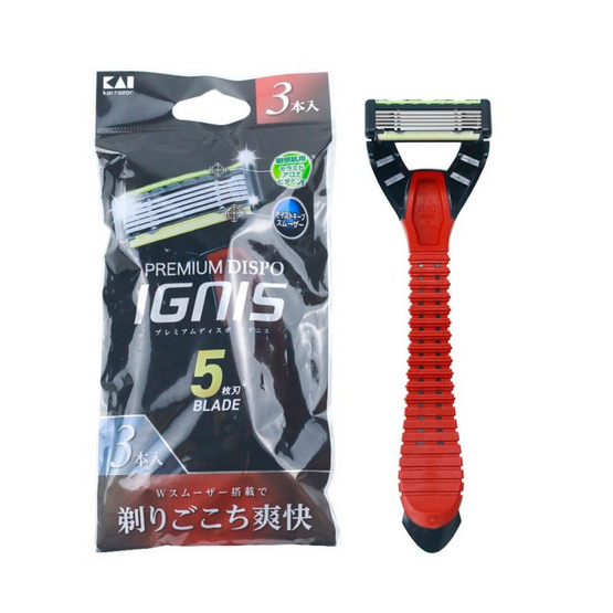 KAI มีดโกนหนวดสำหรับผิวบอบบาง 3 ชิ้น (PR5-3P8)