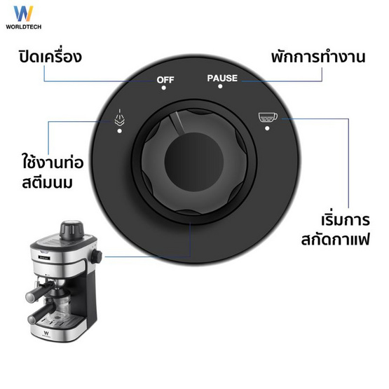 Worldtech เครื่องชงกาแฟและชา WT-CM8 SIL