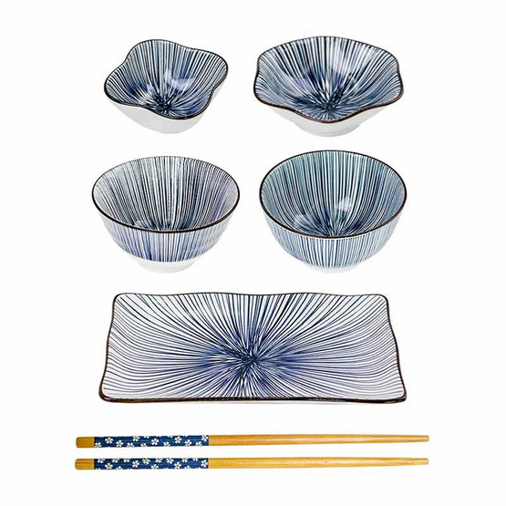 ชุดจานชามญี่ปุ่นเซรามิก พร้อมตะเกียบ 6 ชิ้น/ชุด ในกล่องของขวัญ