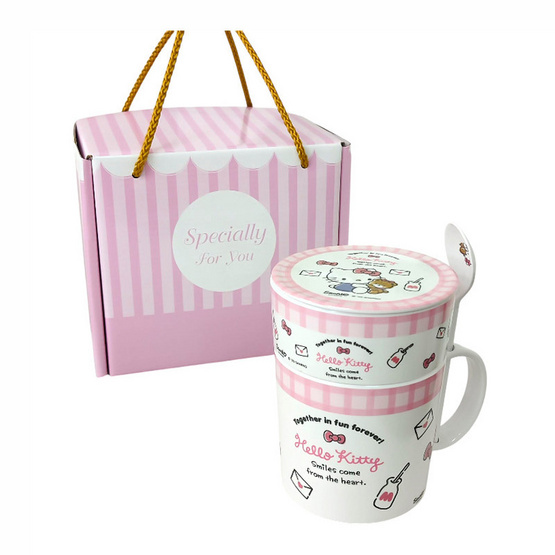 CL6731-3.75 ชุดแก้วน้ำพร้อมฝา + ช้อน ลาย Kitty Fun Forever