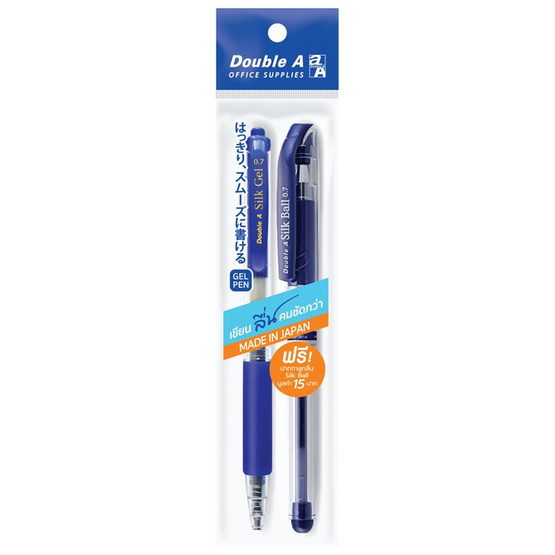Double A  ปากกาเจล + ปากกาลูกลื่น 0.7 มม. แพ็กคู่ (4 แพ็ก 8 ด้าม)