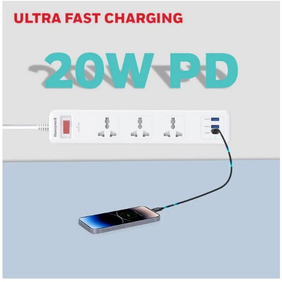 Honeywell ปลั๊กไฟ 3 ช่อง 1 TypeC 2USb