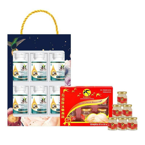 (เบญจออยล์)แอคทีฟ พลัส ขนาด 30 แคปซูล 6 กระปุก + Bonbcak รังนก 42 มล. 6 ขวด (Boxset)