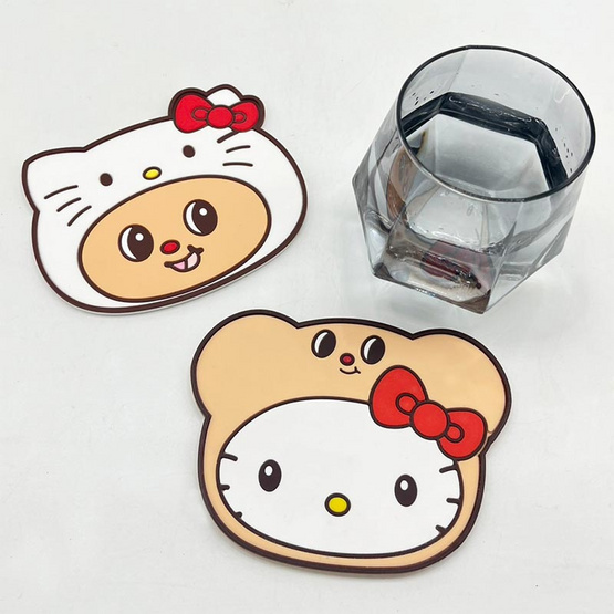 แผ่นรองแก้ว Hello Kitty X Butterbear (แพ็ก 2 ชิ้น)