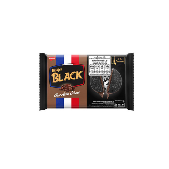 บิสกี้ส์ แบล็กแซนวิชคุกกี้สอดไส้ครีมช็อกโกแลต 72 กรัม (แพ็ก 6 ชิ้น)